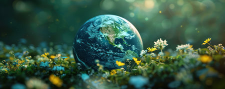 Celebrating Earth World Earth Day initiatives globe restorationの素材