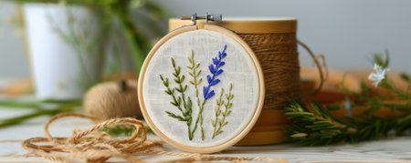 Minimalist embroidery designs showcasing clean lines and simple patterns for modern decorの素材