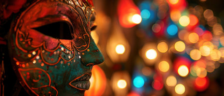 Diwali lights festivity, through Lantern Festival hues, carnival masks intrigueの素材