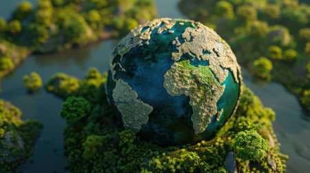 Eco-conscious interactive education technology that simulates the effects of pollution on the planet, encouraging students to make sustainable choices by showing immediate virtual outcomes of their decisions. octane renderの素材