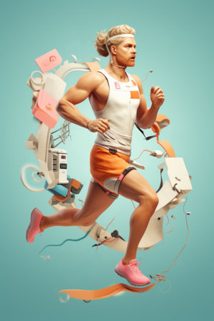 Biohacking fitness merges with genetic modification, revolutionizing human potential, guided by mindfulness technology. pastel,3d render, novel, Tell a storyの素材