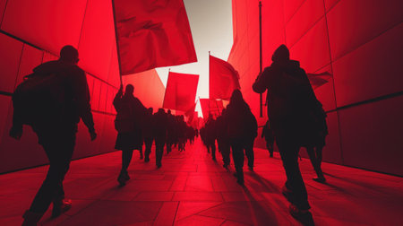 Imagine a future where the chasms of political division and ideological extremism are bridged, turning the tide of social unrest into a movement for positive change minimalistの素材