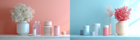 A splitscreen image one side displaying the product, the other showing its benefits or applicationsの素材