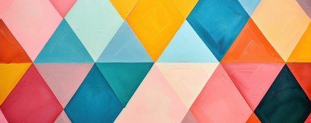 Abstract colorful geometric pattern with overlapping triangles.の素材