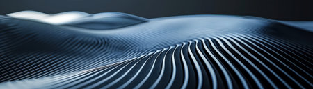 Abstract digital art with flowing lines and a blue hue.の素材