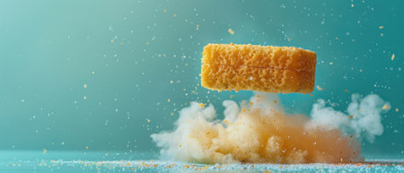 Twinkie, rising, bullet shot, solid pastel backgroundの素材