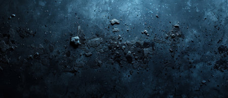 Abstract blue and black background with scattered particles.の素材