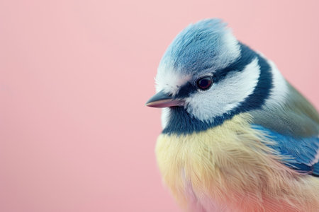 Blue Tit, isolated on pastel background, stock photographic styleの素材