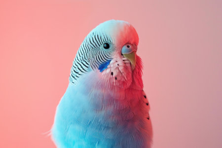 Budgerigar, isolated on pastel background, stock photographic styleの素材