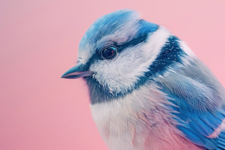 Blue Tit, isolated on pastel background, stock photographic styleの素材