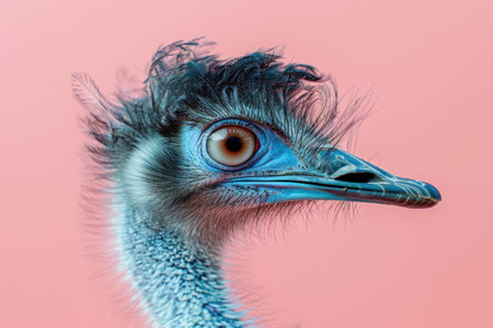 Emu, isolated on pastel background, stock photographic styleの素材