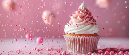 Cupcake, rising, bullet shot, solid pastel backgroundの素材