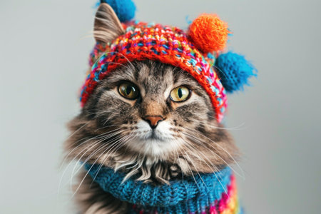 Happy cat wearing Actor/Actress costumes, studio lighting, isolated on white background, stock photographic styleの素材