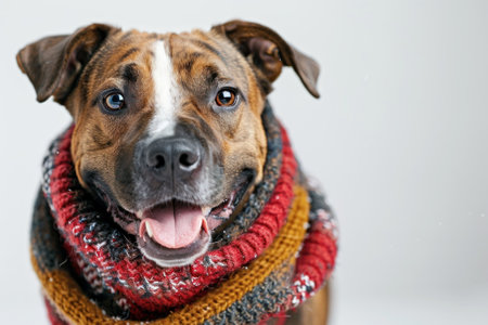 Happy Dog wearing Actor/Actress costumes, studio lighting, isolated on white background, stock photographic styleの素材