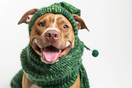 Happy Dog wearing Leprechaun costumes, studio lighting, isolated on white background, stock photographic styleの素材