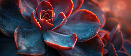 Close-up of a succulent with vibrant red and blue hues.の素材
