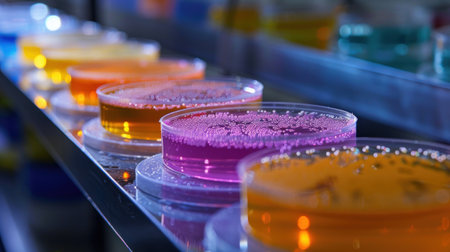 A petri dish filled with bacteria colonies, representing laboratory researchの素材