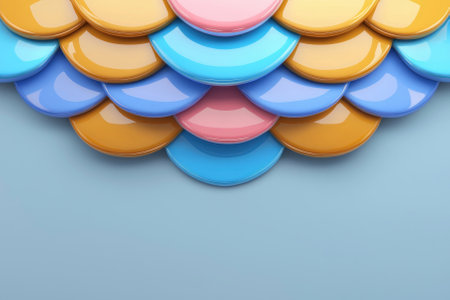 A vibrant arrangement of colorful circular shapes creating a playful abstract pattern.の素材