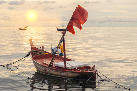 Thai fishing boat used as a vehicle for finding fish in the sea.の写真素材