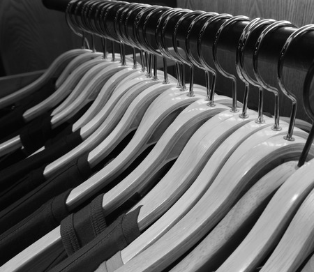 row of hanger with shirt,black and white tone.の写真素材