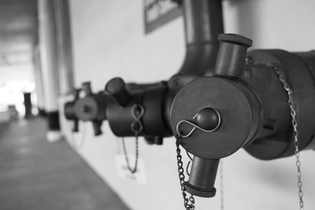 contact pont fire hose of building,black and white conceptの写真素材