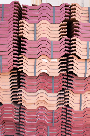 Pile of roofing tiles packagedの写真素材