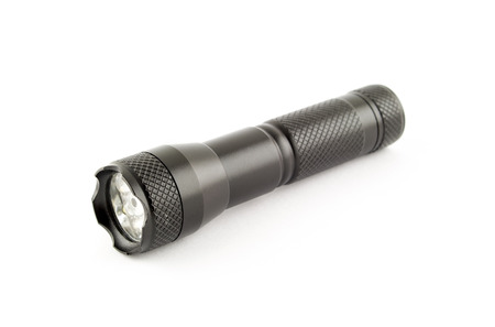 black LED torch on whiteの写真素材