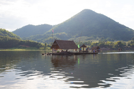 Loei-November 15 float raft at Huai Krathing with unidentified people on November 15,2015 in Loei, Thailand. tourist attraction location on loei in thailandの写真素材
