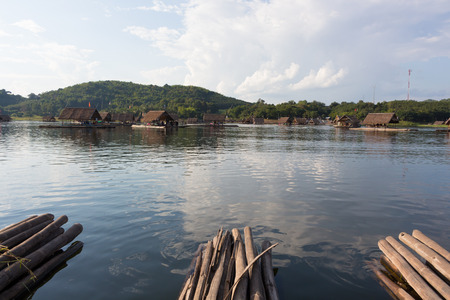 Loei-November 15 float raft at Huai Krathing with unidentified people on November 15,2015 in Loei, Thailand. tourist attraction location on loei in thailandの写真素材