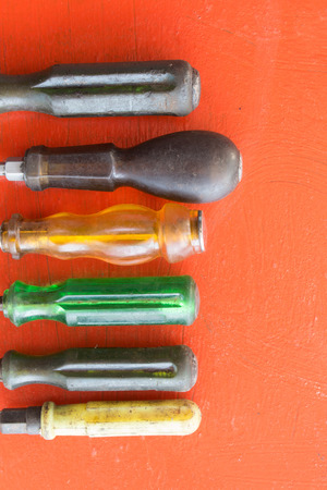 Tools for engineer on orange backgroundの写真素材