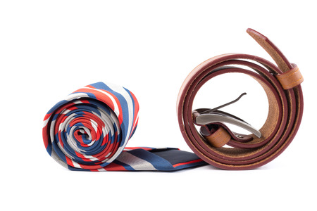 Necktie with belt for business man on a white background.の写真素材