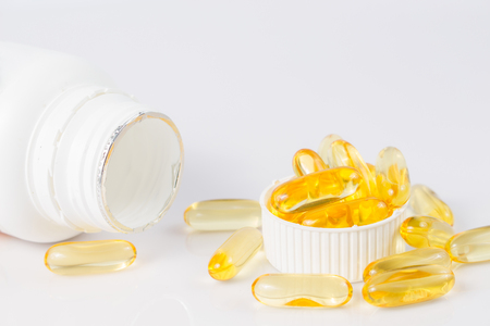 Evening primrose oil capsule,supplementary food.の写真素材