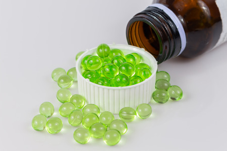 Evening primrose oil capsule,supplementary food.の写真素材