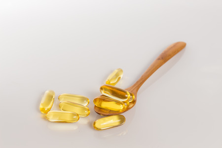 Evening primrose oil capsule,supplementary food.の写真素材