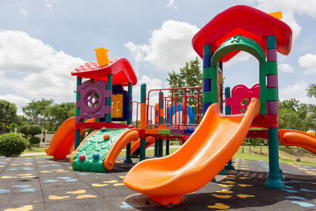 Playground equipment in the parkの写真素材