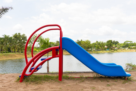 Playground equipment in the parkの写真素材