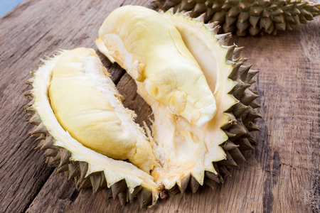 durian on a woodenの写真素材