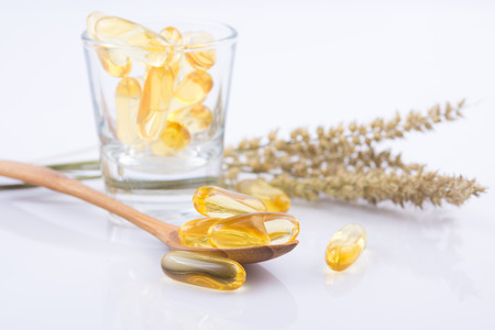 close up Evening primrose oil capsule,supplementary foodの写真素材