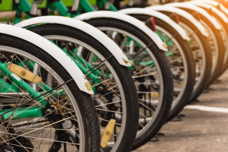 Bicycle parked in a parking lot