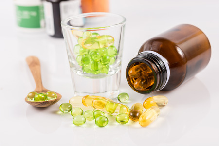 close up Evening primrose oil capsule,supplementary foodの写真素材