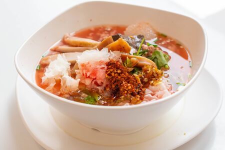 Yentafo noodles in a bowlの写真素材