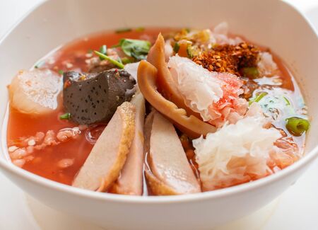 Yentafo noodles in a bowlの写真素材