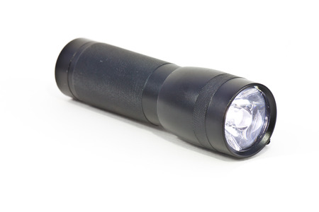 small led flashlight on white backgroundの写真素材
