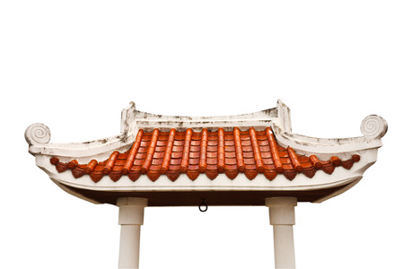Gate of Buddhist temple on white background