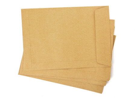 Brown Envelope document on white backgroundの写真素材