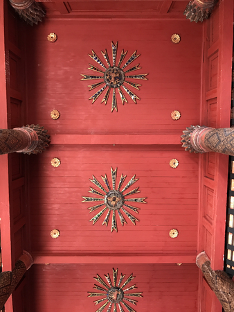 The ceiling of the temple Thailandの写真素材