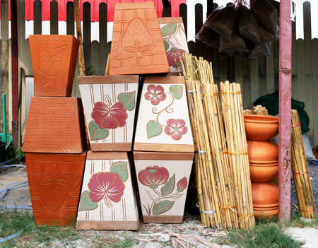 flowerpots, pots for gardening and plantの写真素材