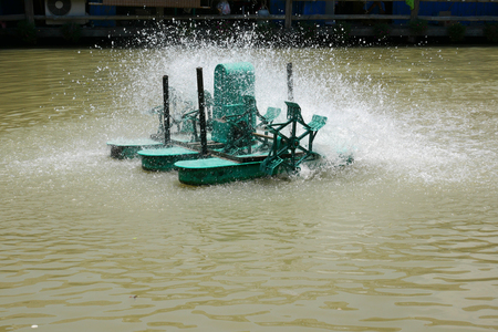 Chaipattana Low Speed Surface Aerator is Water mill to make the good environmentの写真素材