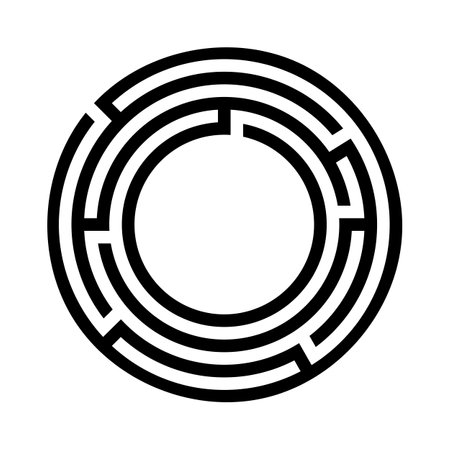 Black maze labyrinth circle vector illustrationのイラスト素材
