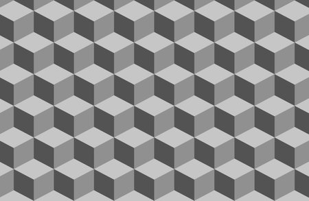 3d grey cube seamless pattern. Isometric blocks geometric background.のイラスト素材